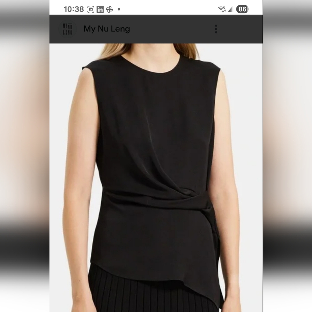 Theory Silk Sleeveless Twist Top
